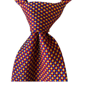 Nino Ferretti 100% Silk Tie Made in Italy Gorgeous Red Blue Yellow-Gold 59'x4"